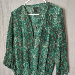 Ann Taylor Green Long-Sleeved Blouse